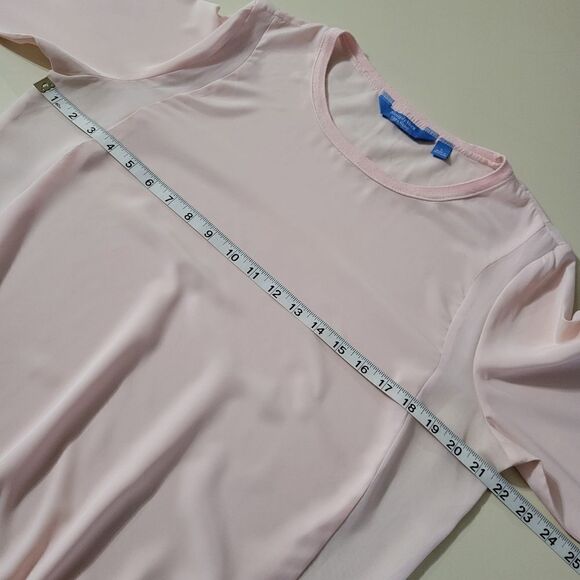 Simply Vera Vera Wang Peach Pink Chiffon Sweatshirt Style Pullover Top - Picture 3 of 10
